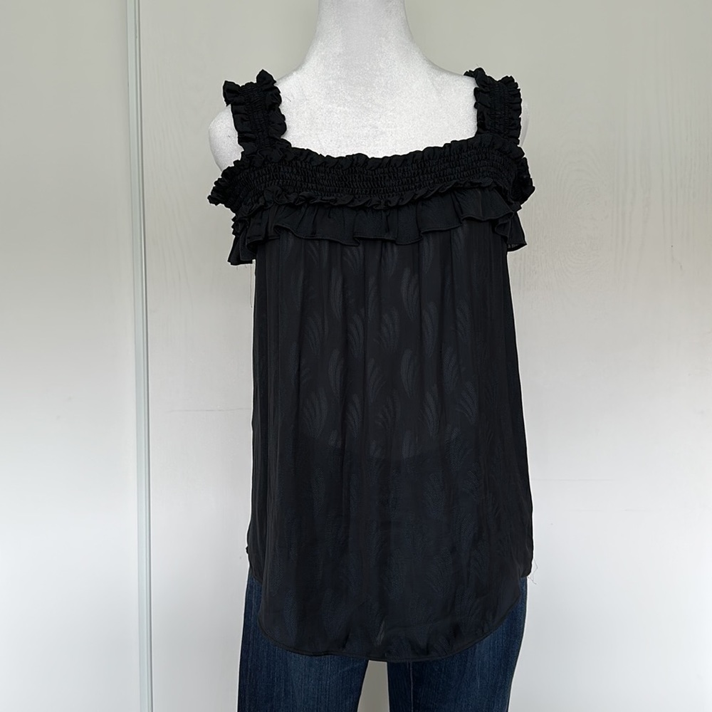NWT Anthropologie black off the shoulder silky tank size Small